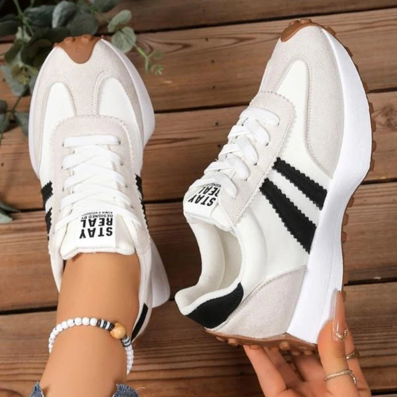 Women's Retro Platform Chunky Lace-Up Sneakers for Casual Comfort 5