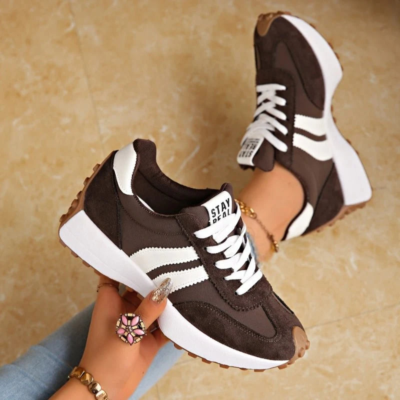Women's Retro Platform Chunky Lace-Up Sneakers for Casual Comfort 7