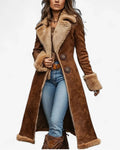 Women's Shearling Lined Winter Coat with Button Closure and Pockets 0