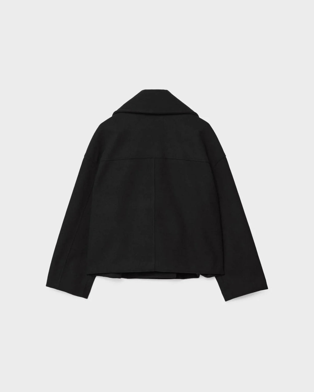 Women's Short Double-Breasted Wool Blend Jacket with Wide Lapels 4