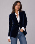 Women's Slim Fit Velvet Blazer with Structured Shoulders 0