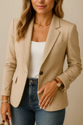 Women's Tailored Fit Black Blazer with Single-Button Closure 0