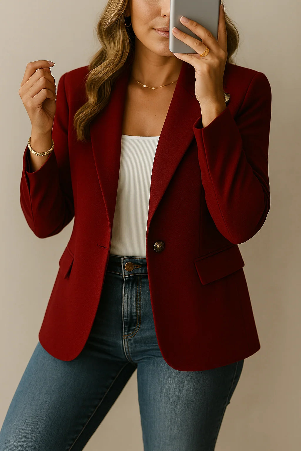 Women's Tailored Fit Black Blazer with Single-Button Closure 1