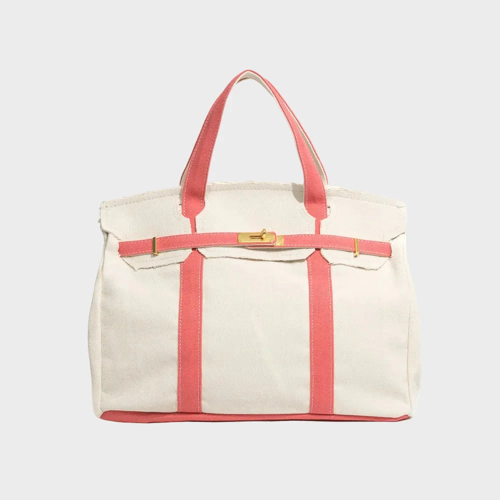 Women's Tote Bag with Double Handles and Front Strap for Travel 2