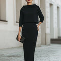Women's Two Piece Skirt Set, Co Ord Set with Boatneck Design 0