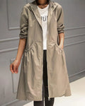 Women's Waterproof A-Line Trench Coat with Hood, Sizes M to 3XL 0