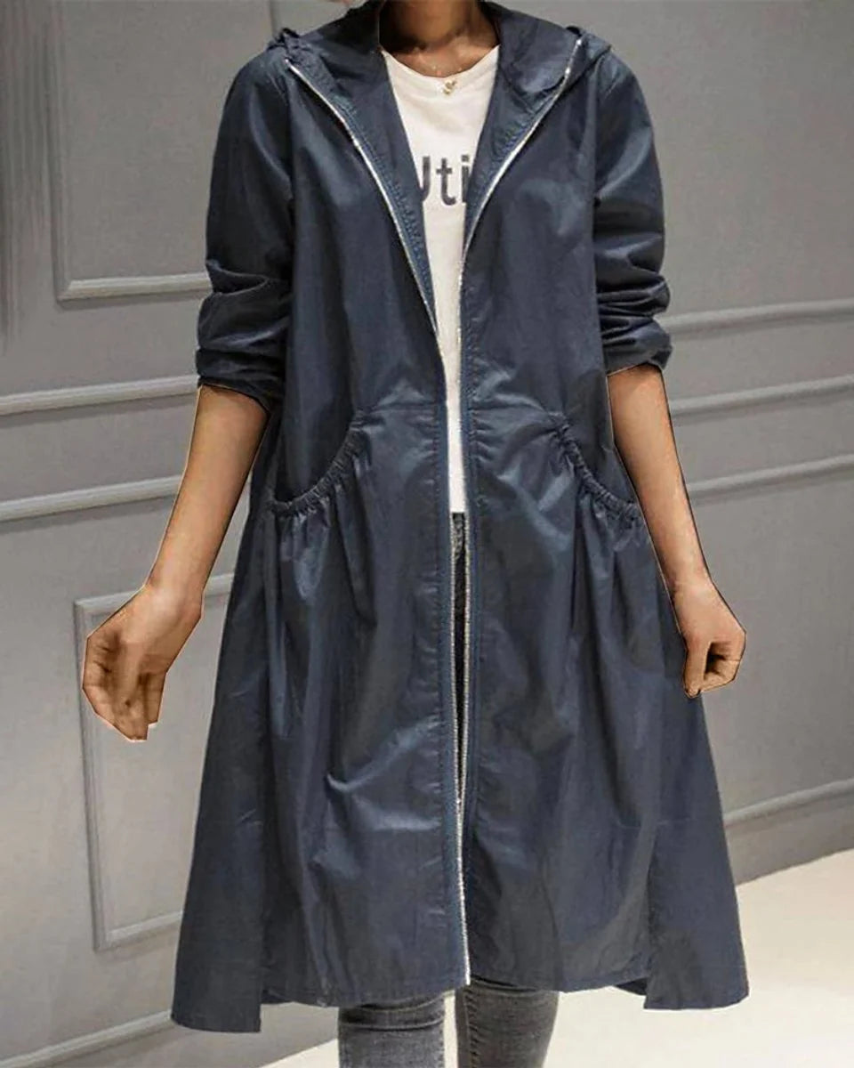 Women's Waterproof A-Line Trench Coat with Hood, Sizes M to 3XL 4