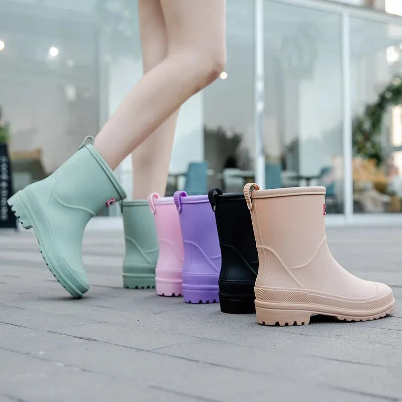 Women's Waterproof Black Ankle Boots with Lug Sole for Outdoor Use 8