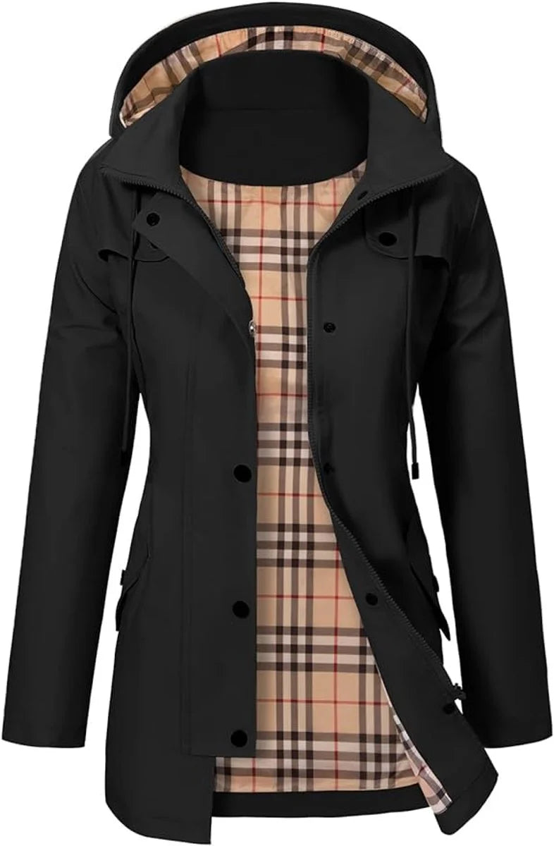 Women's Waterproof Rain Coat with Adjustable Waist and Hooded Design 0