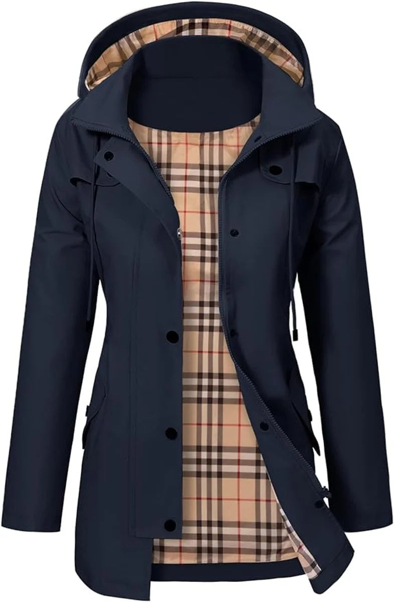 Women's Waterproof Rain Coat with Adjustable Waist and Hooded Design 3