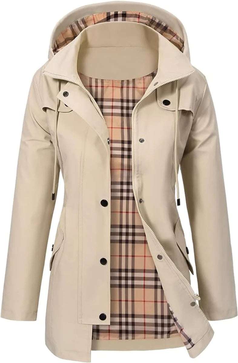 Women's Waterproof Rain Coat with Adjustable Waist and Hooded Design 4