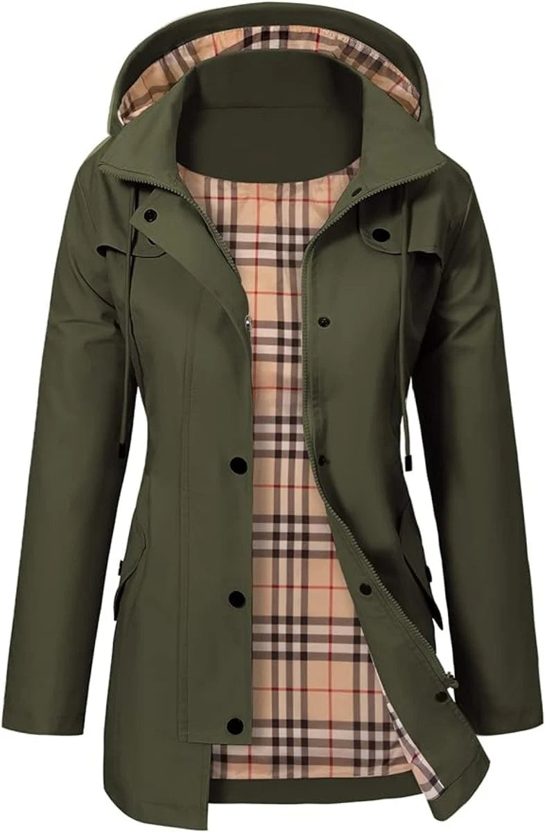 Women's Waterproof Rain Coat with Adjustable Waist and Hooded Design 6