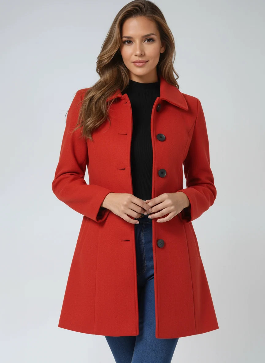 Women's Wool Blend Winter Trench Coat with Structured Collar 10