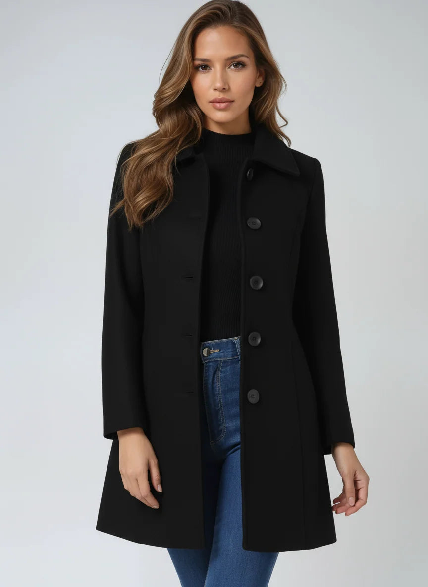 Women's Wool Blend Winter Trench Coat with Structured Collar 2