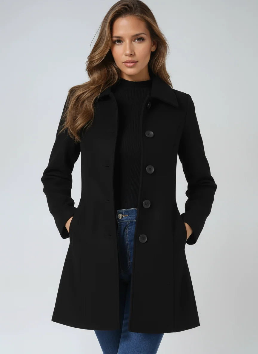 Women's Wool Blend Winter Trench Coat with Structured Collar 3
