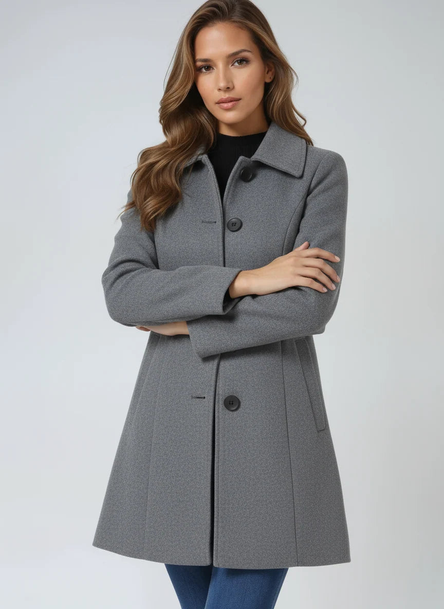 Women's Wool Blend Winter Trench Coat with Structured Collar 5