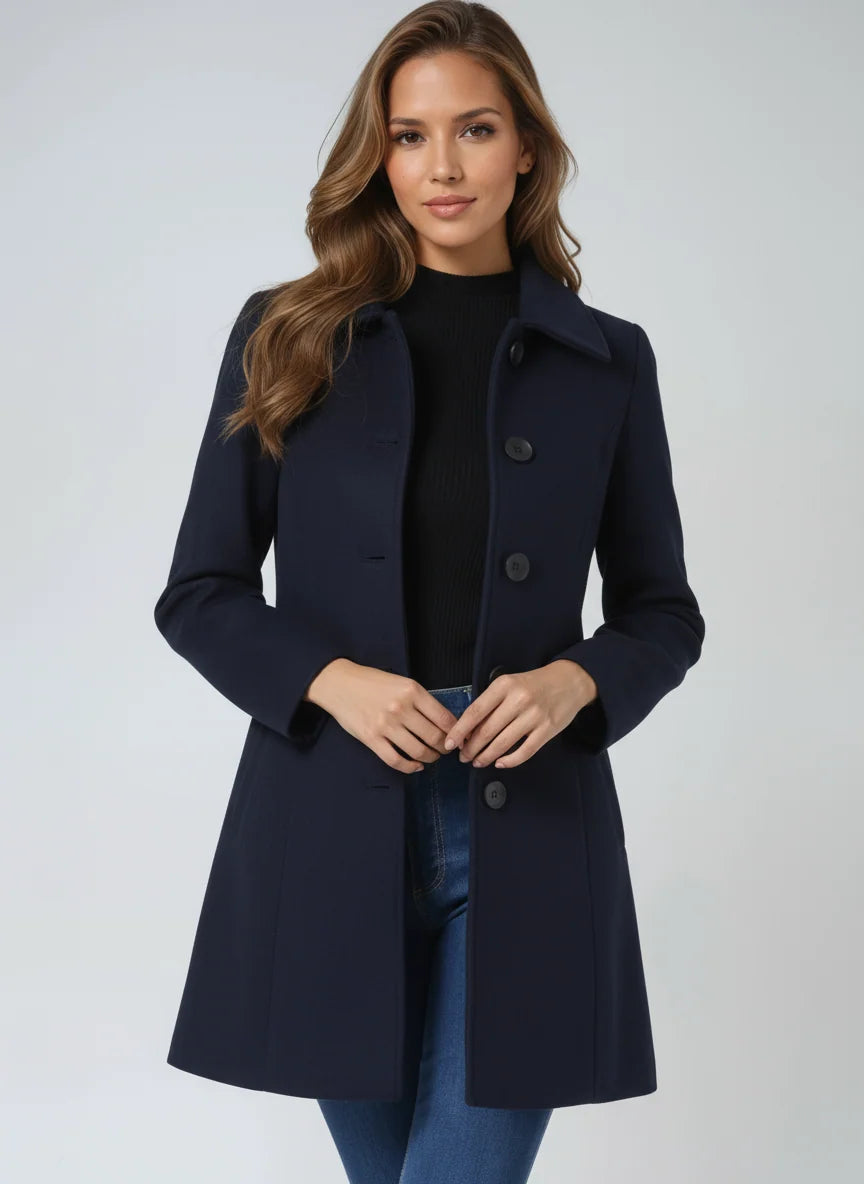 Women's Wool Blend Winter Trench Coat with Structured Collar 9