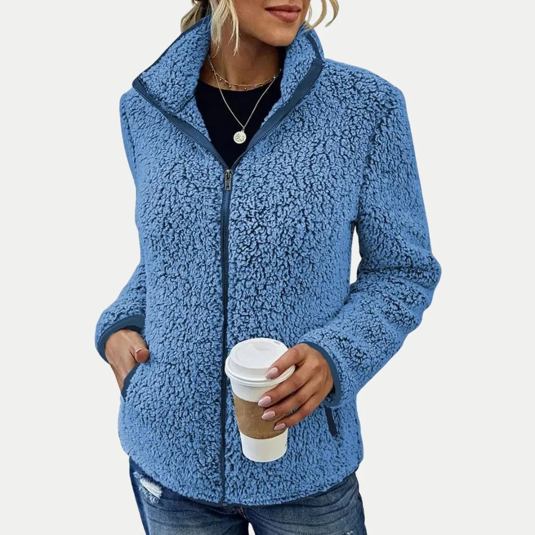 Women's Zip-Up Fleece Jacket with Textured Fabric 0
