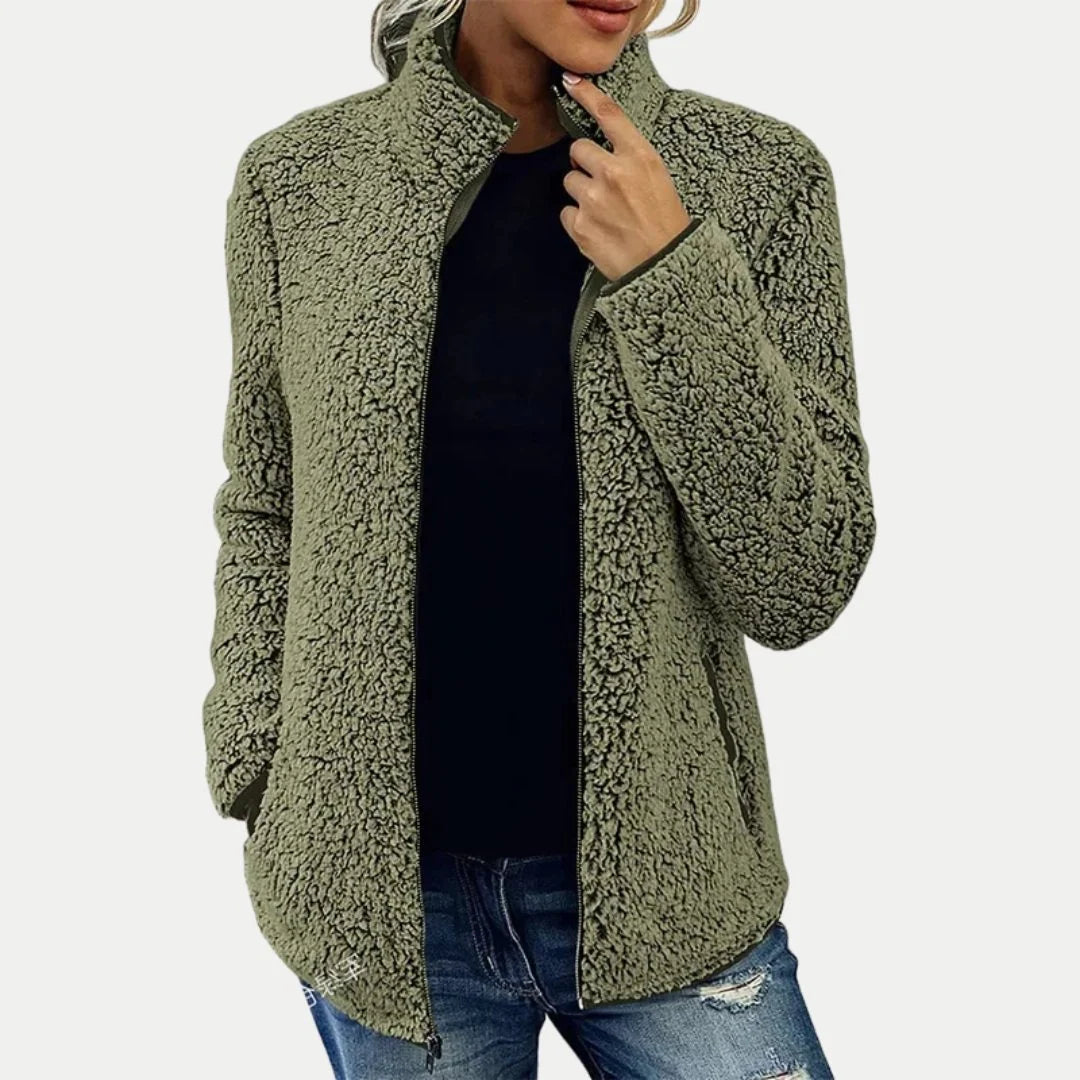 Women's Zip-Up Fleece Jacket with Textured Fabric 3