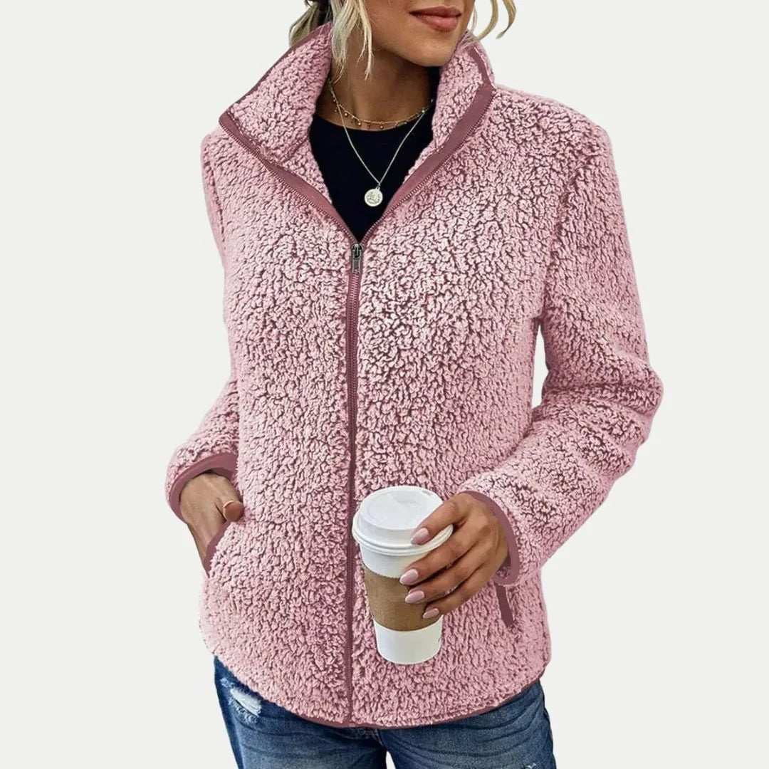 Women's Zip-Up Fleece Jacket with Textured Fabric 4