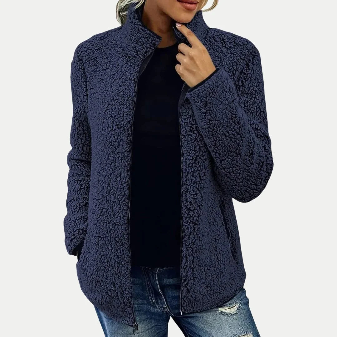 Women's Zip-Up Fleece Jacket with Textured Fabric 5