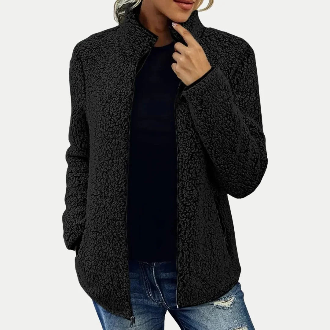 Women's Zip-Up Fleece Jacket with Textured Fabric 6