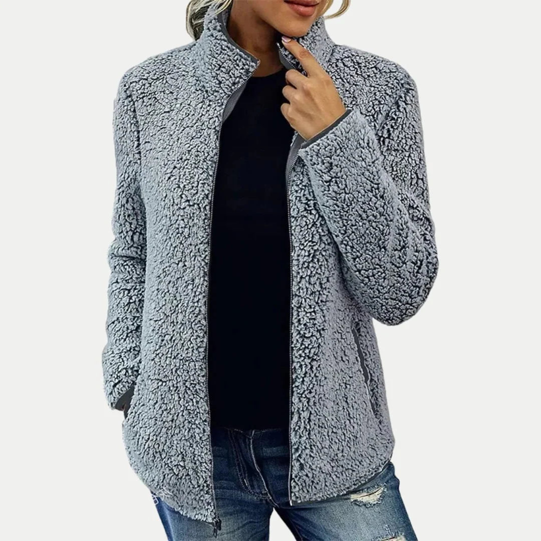 Women's Zip-Up Fleece Jacket with Textured Fabric 7
