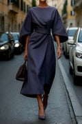 Womens Dress with Lantern Sleeves and Adjustable Waistband - Versatile Fit 0