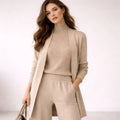 Womens Relaxed-Fit Three-Piece Knit Lounge Set with Cardigan 0