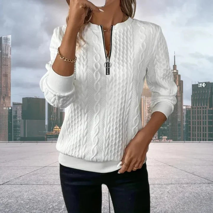 Zip-Up Knit Sweater for Men with Relaxed Fit and Textured Fabric 1