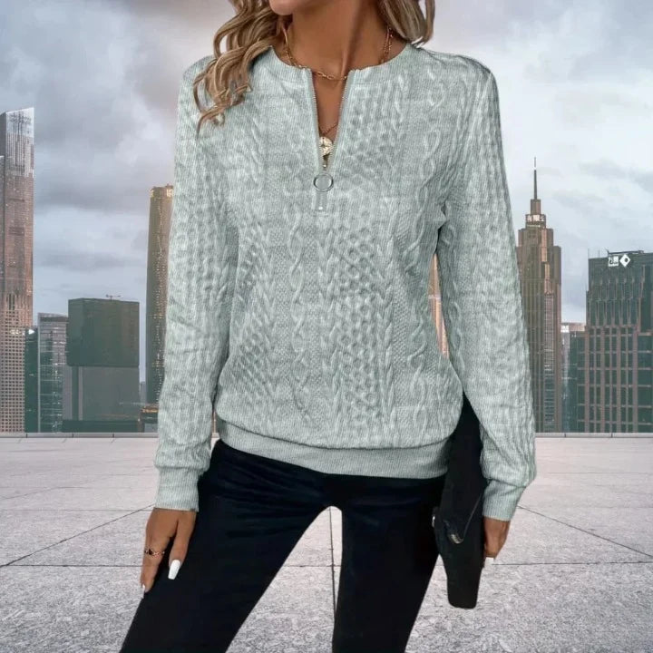 Zip-Up Knit Sweater for Men with Relaxed Fit and Textured Fabric 4